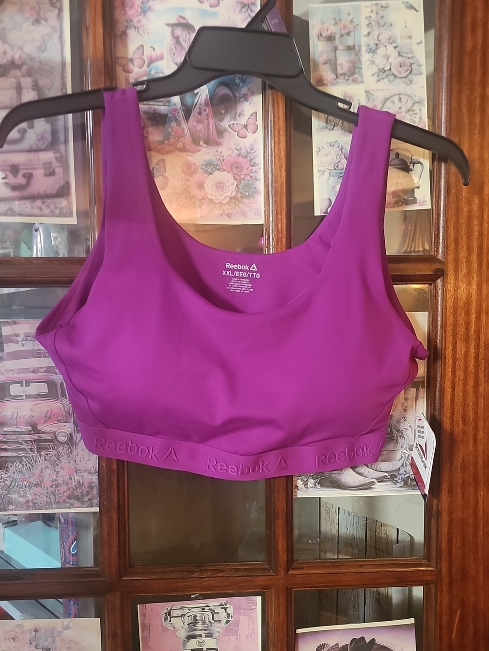 Reebok Fuchsia Sports Bra with Elastic Logo Band
